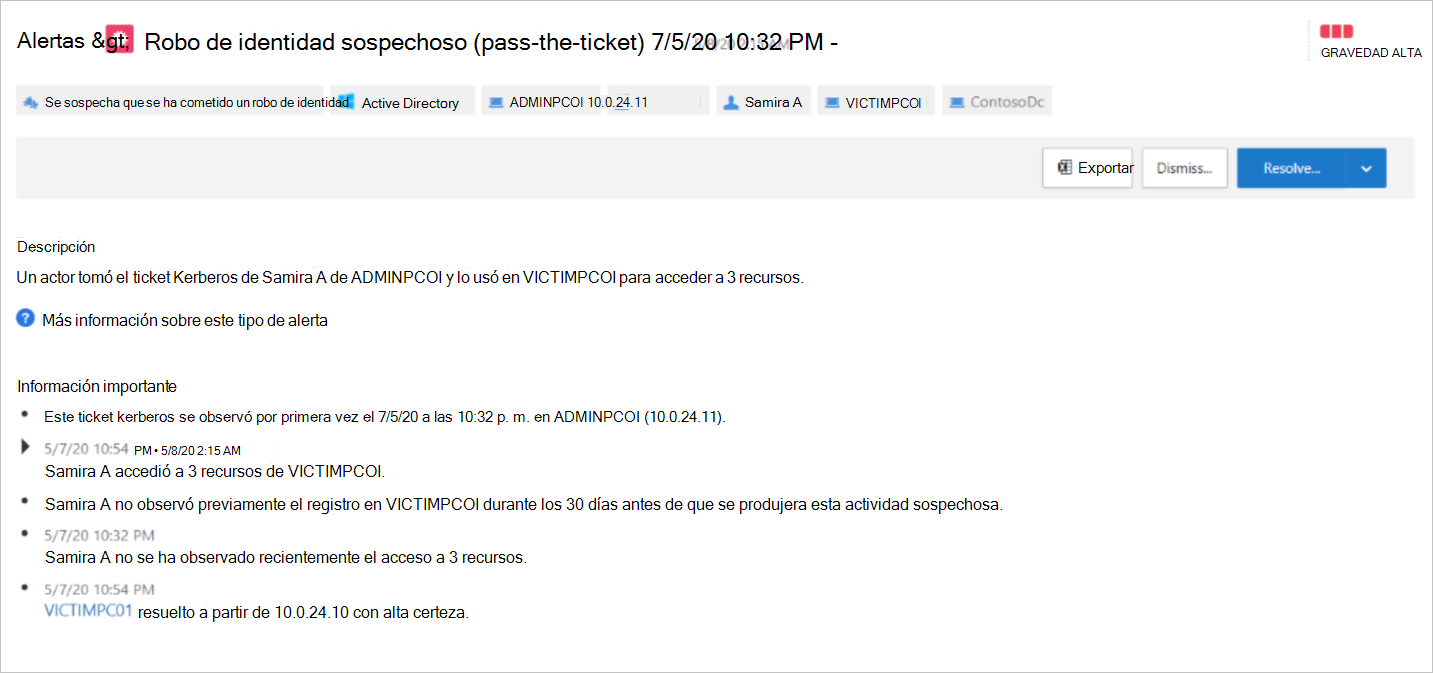 Más información sobre la alerta pass-the-ticket.