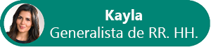 Diagrama de la toma de la cabeza del perfil de Kayla y su puesto de trabajo.