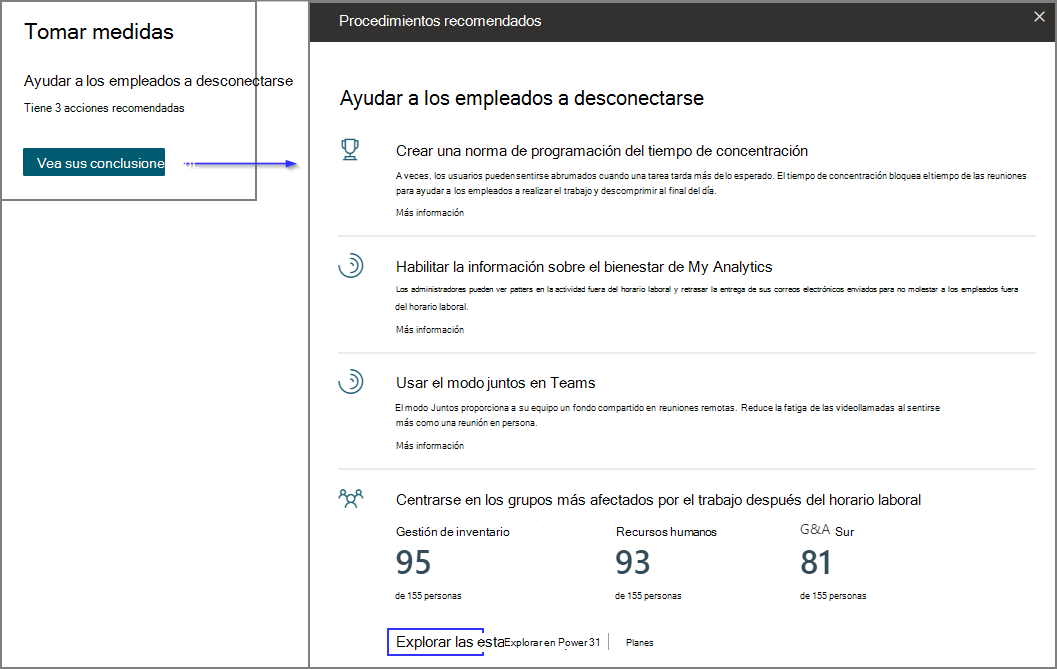 Tomar medidas relacionadas con las conclusiones.