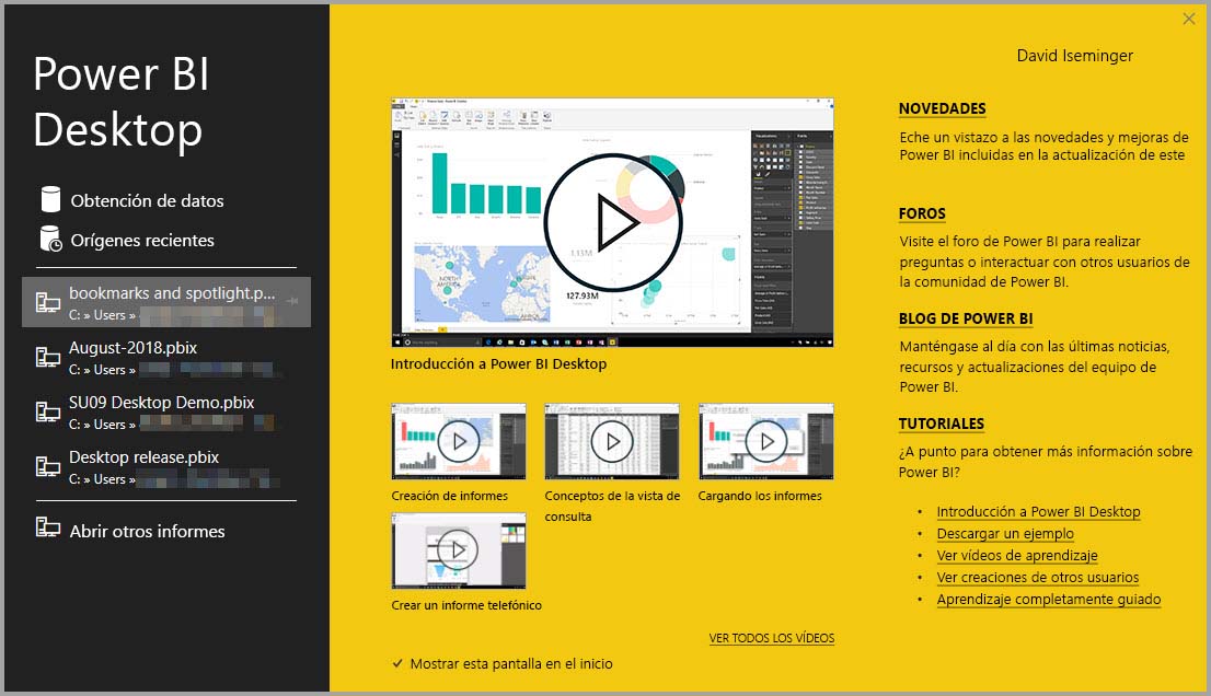 Power BI Desktop se ejecuta como una aplicación