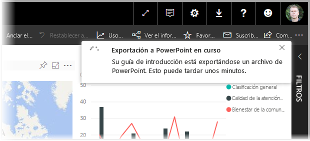 Ventana de progreso de exportación a PowerPoint