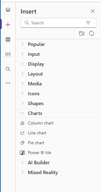 Captura de pantalla de las opciones del menú de gráficos