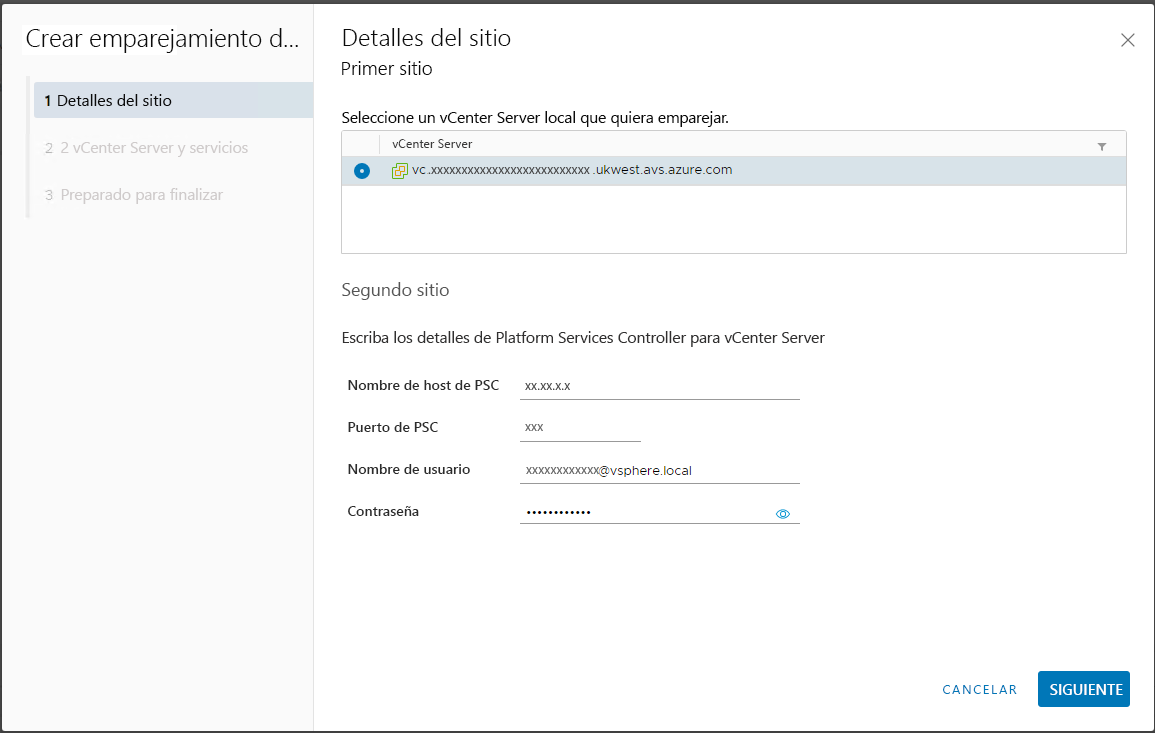 Screenshot of the Disaster recovery tab in Azure VMware Solution. The vSphere Replication option is selected under Setup replication.