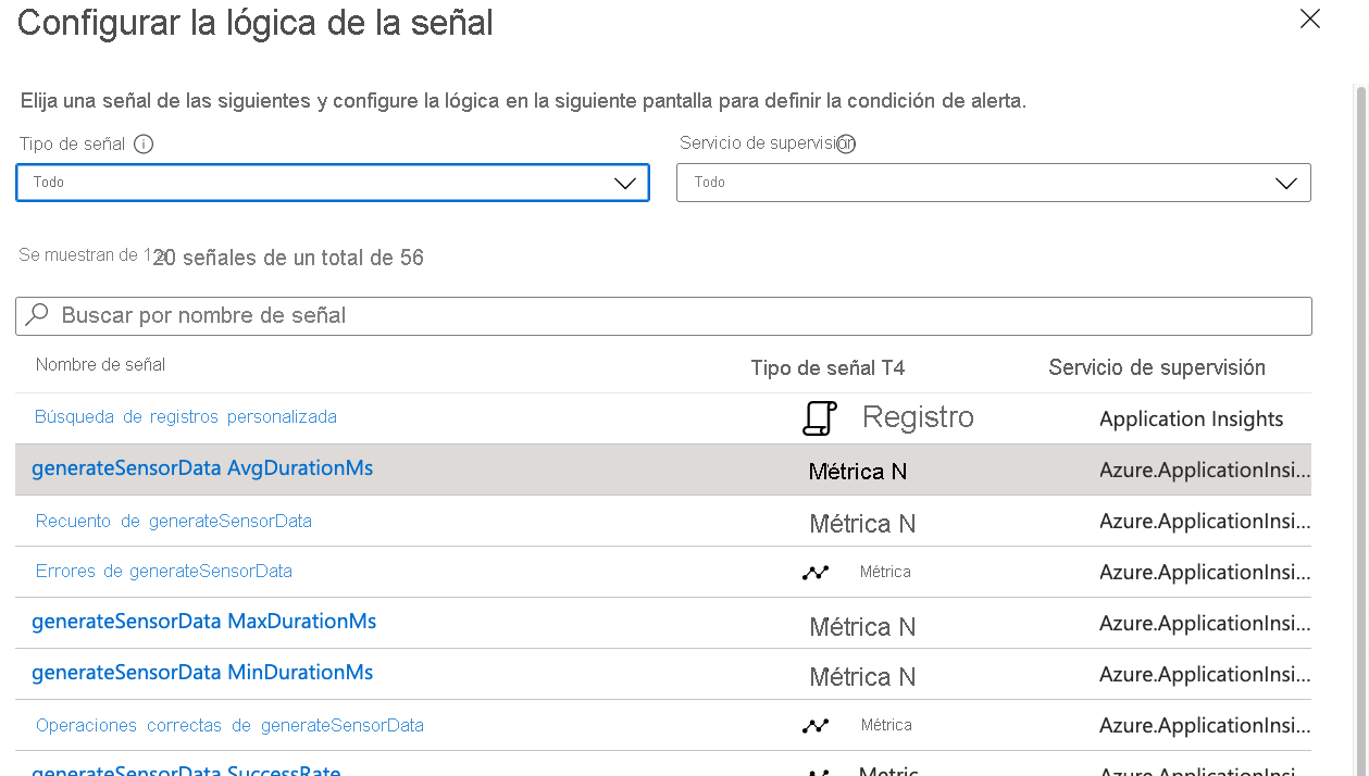 Screenshot that shows the Configure signal logic screen.