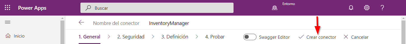 Conector personalizado Pestaña General Crear conector