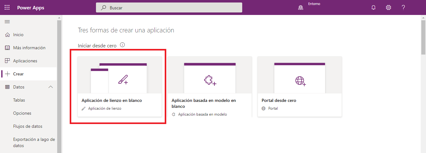 Crear Power Apps
