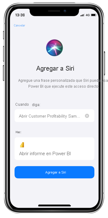 Captura de pantalla en la que se muestra cómo agregar frases mediante la página Agregar a Siri.