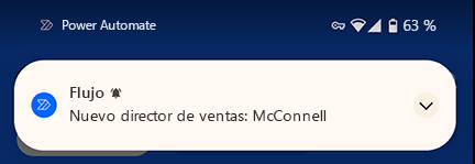 Captura de pantalla de un correo electrónico de notificación o notificación de inserción.