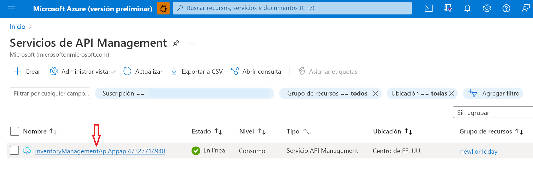 Instancias de API Management