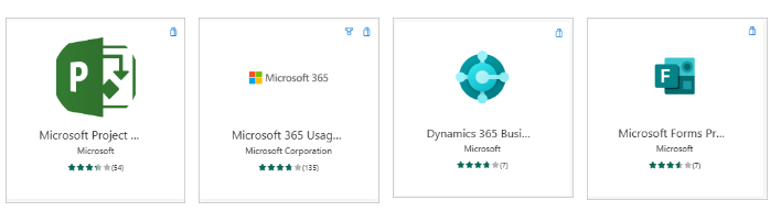 Captura de pantalla de aplicaciones de plantilla de Power BI.