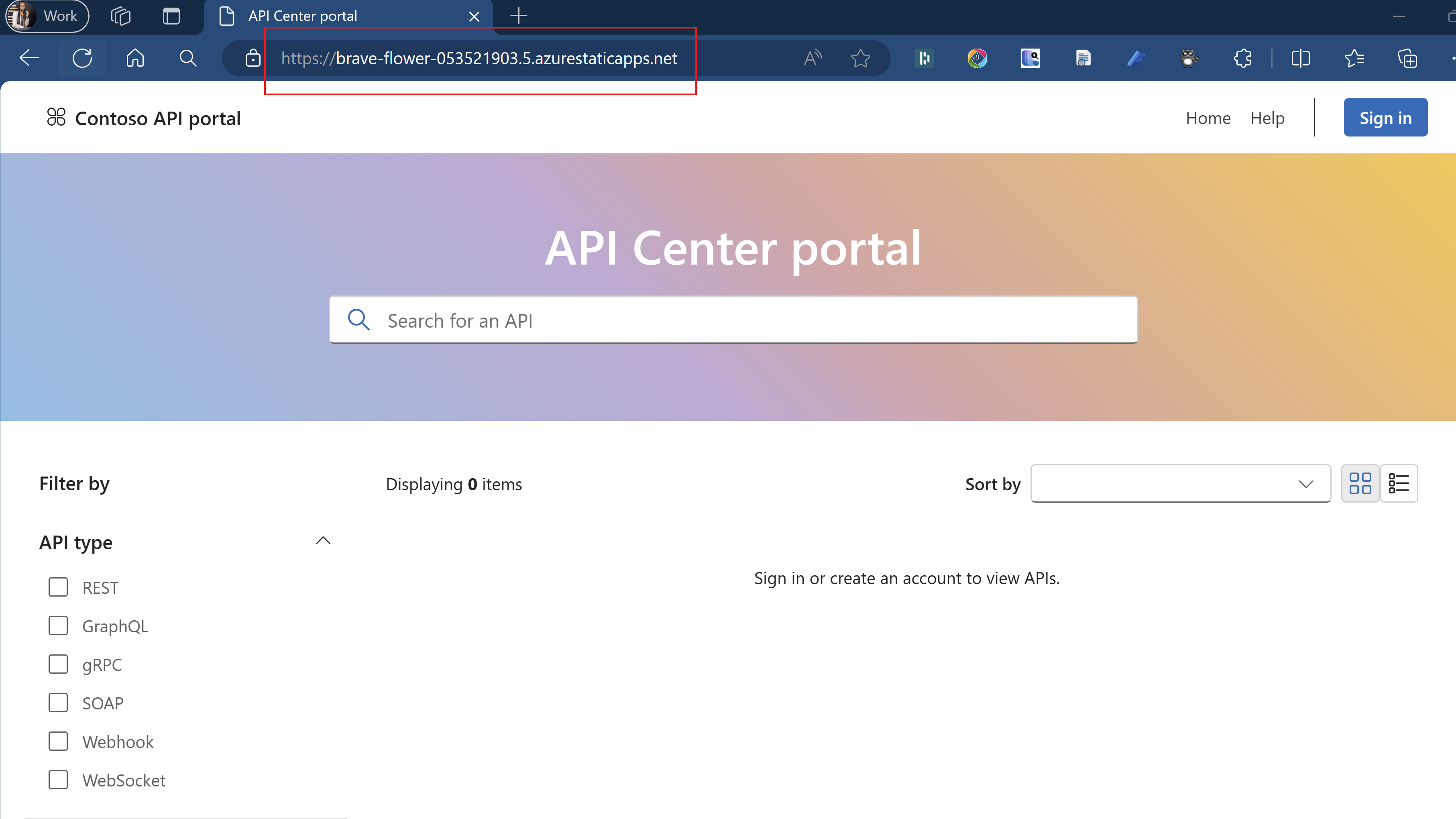 Captura de pantalla que muestra el portal web implementado