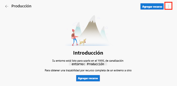 Captura de pantalla de la interfaz de Azure DevOps en la que se muestra el entorno Sitio web y el botón con tres puntos.