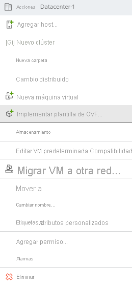 Screenshot that shows how to deploy the OVA file downloaded for VMware HCX Connector on-premises in vCenter.