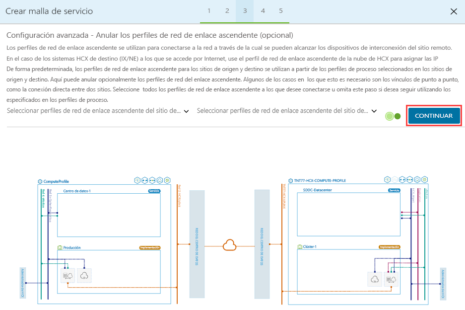 Screenshot of the optional advanced configuration to override uplink network profiles.