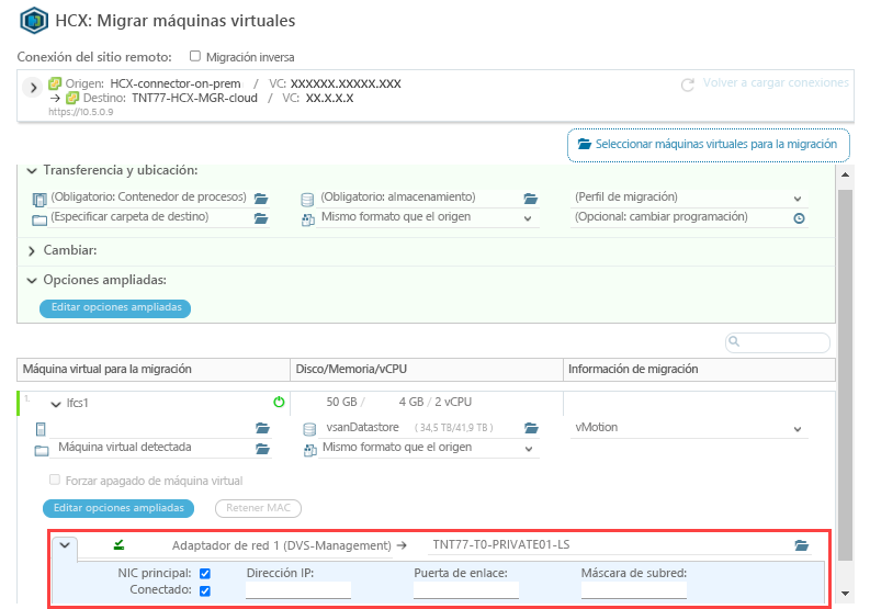 Screenshot of where to configure the network settings for the VMware VM.