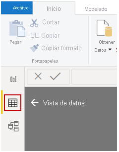 Captura de pantalla del lienzo Vista de datos