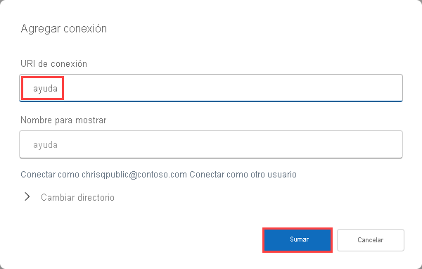 Screenshot that shows how to add the 'help' cluster, which contains sample data, on the Azure Data Explorer web UI.