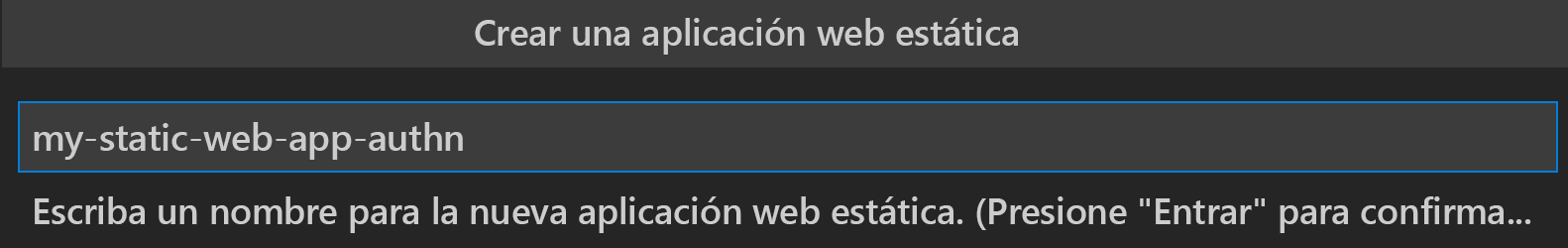 Captura de pantalla que muestra cómo crear Static Web Apps.