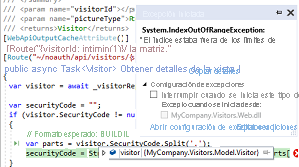 Captura de pantalla de Snapshot Debugger en Application Insights.