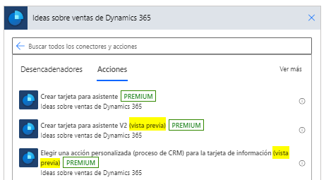 Capacidad de agregar acciones definidas personalizadas a la vista preliminar de las tarjetas de información.