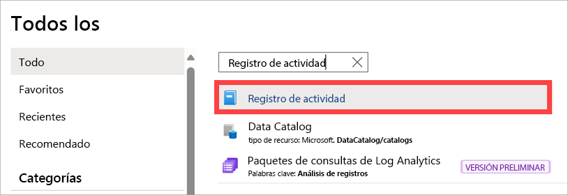 Screenshot of the Azure portal showing the location of Activity logs option.