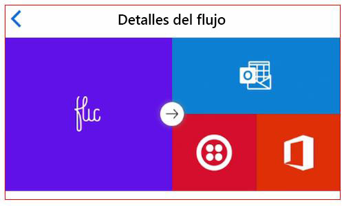 Captura de pantalla de los conectores de flujos móviles.
