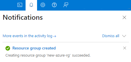 Captura de pantalla de la ventana de notificaciones en el menú de sistema global en Azure Portal.