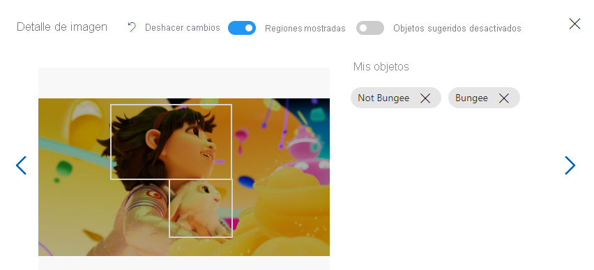Captura de pantalla en la que se muestra el etiquetado de objetos en imágenes que no son de Bungee.