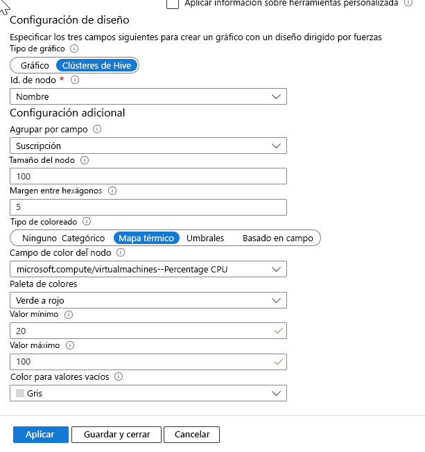 Screenshot that shows the settings for the layout of a graph in a workbook.