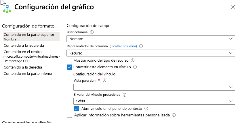 Screenshot that shows the settings for the top content of a graph in a workbook.