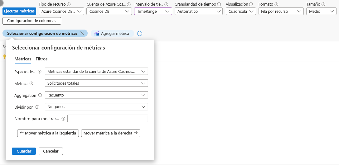 Screenshot that shows a query for the number of requests to a database in an Azure Workbook.