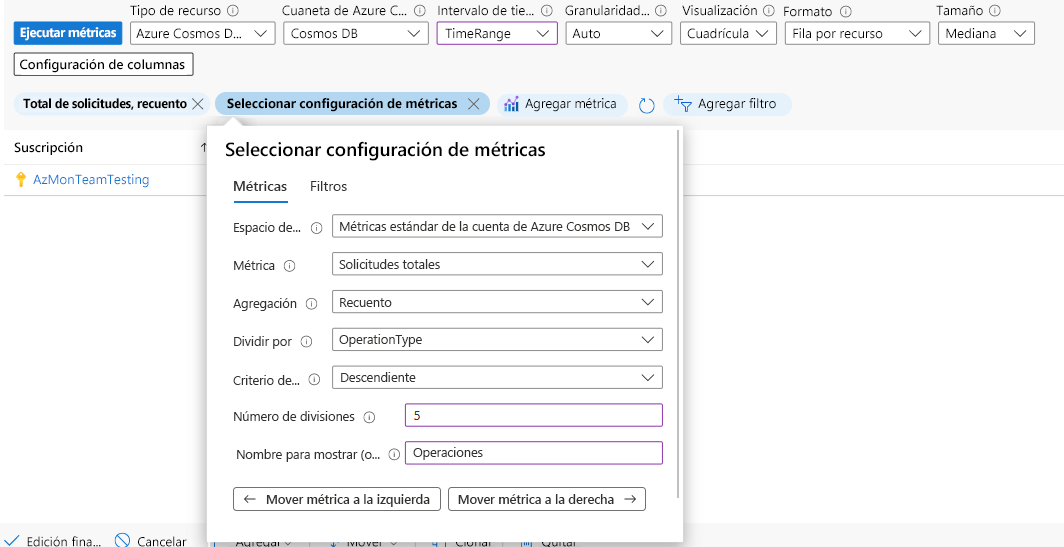 Screenshot that shows a query with results split into columns in an Azure Workbook.