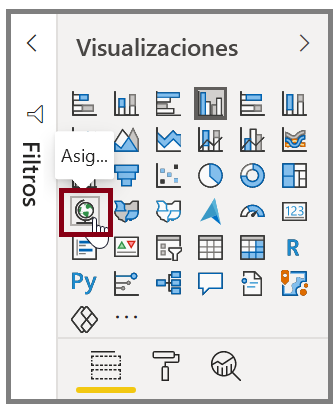 Imagen del botón Mapa en el panel Visualizaciones