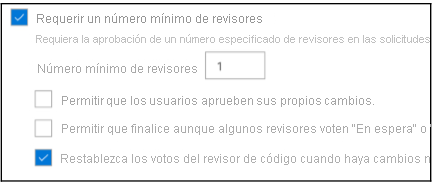 Requiera un número mínimo de revisores.
