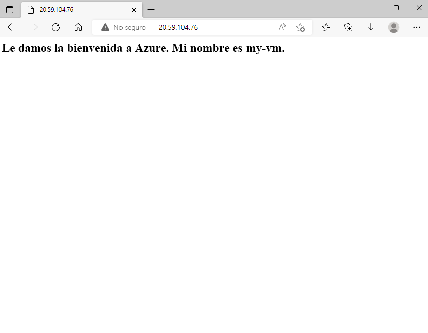 Captura de pantalla de un explorador web en el que se muestra la página de inicio del servidor web con un mensaje de bienvenida.