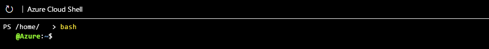 Captura de pantalla del inicio de la CLI BASH de Azure.