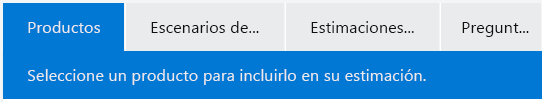 Captura de pantalla de la barra de menús calculadora de precios con la pestaña Productos seleccionada.