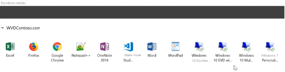 Diagrama de aplicaciones de escritorio remoto de Windows 10.