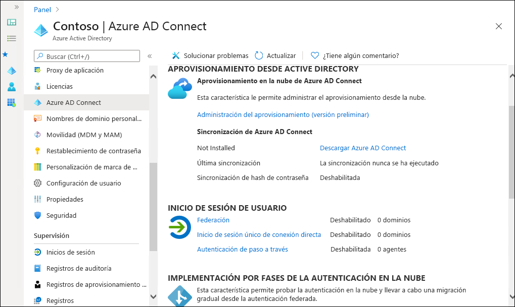 A screenshot of the Microsoft Entra Connect blade in the Microsoft Entra admin center. The administrator is about to download the Microsoft Entra Connect feature.