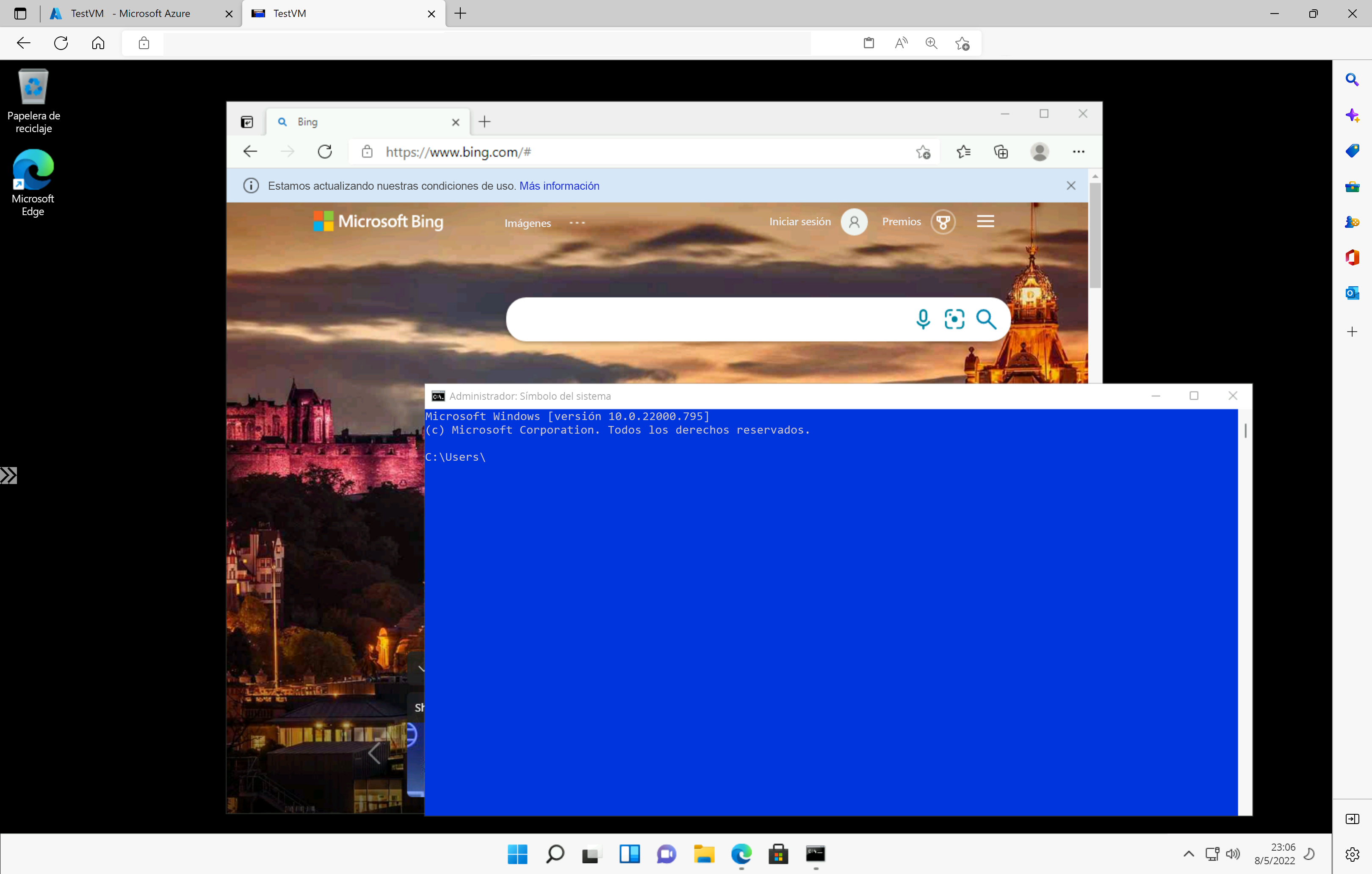 Captura de pantalla de la conexión a Windows 11.