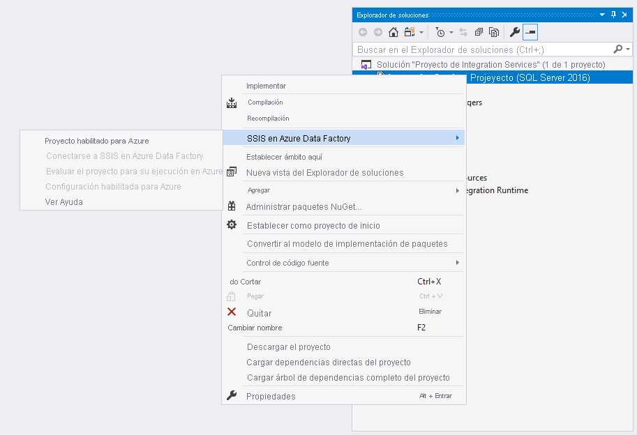 Habilitación de SSIS en Azure Data Factory