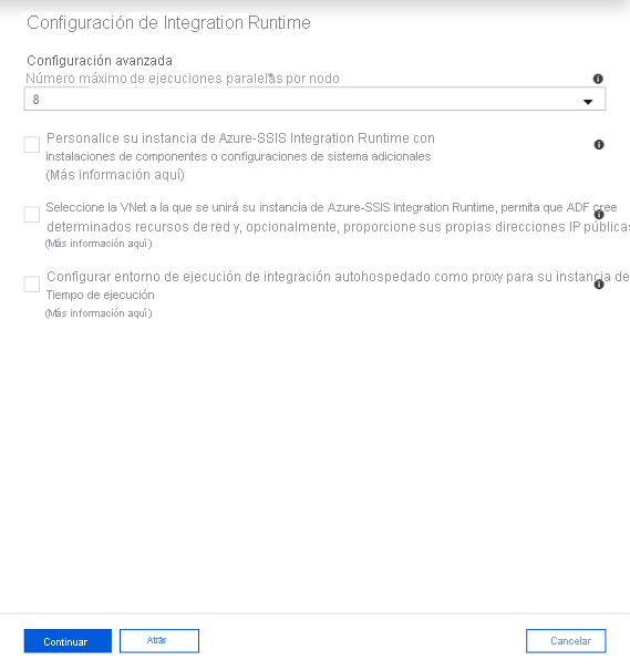 Configuración avanzada de Integration Runtime