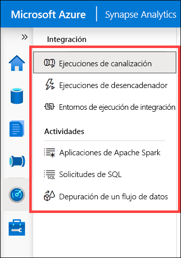 Centro de supervisión en Azure Synapse Studio