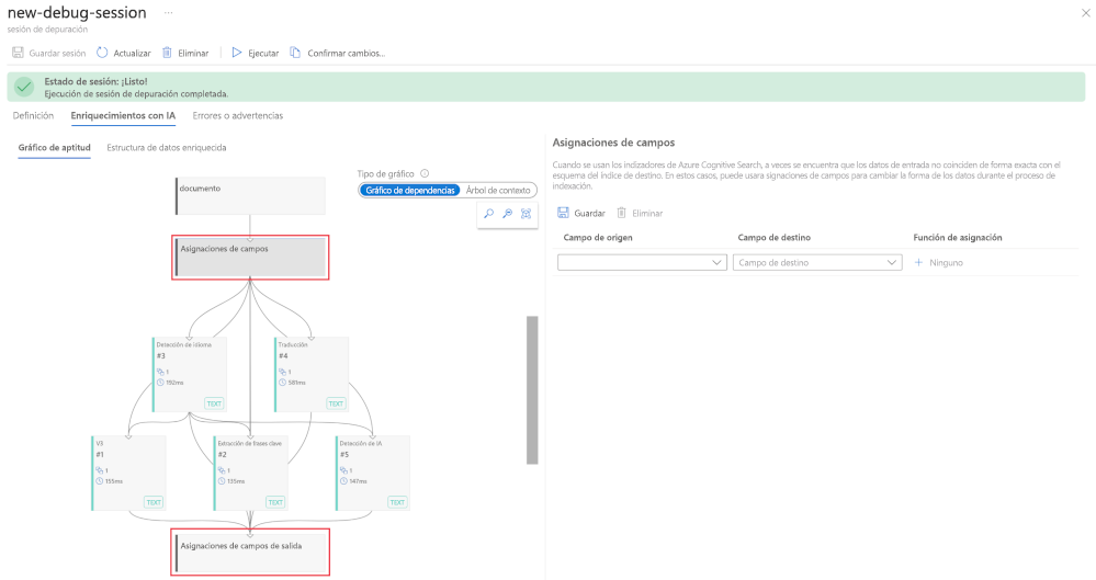 A screenshot showing the field mappings pane.