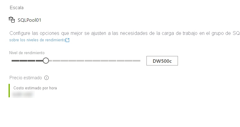 Uso del control deslizante de escalado del proceso en Azure Synapse Studio.