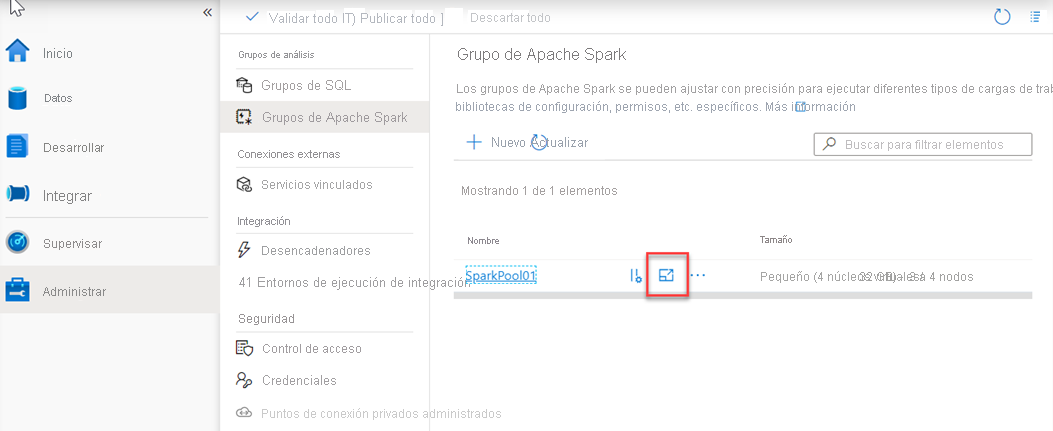 Escalabilidad automática de Spark en Azure Synapse Studio.