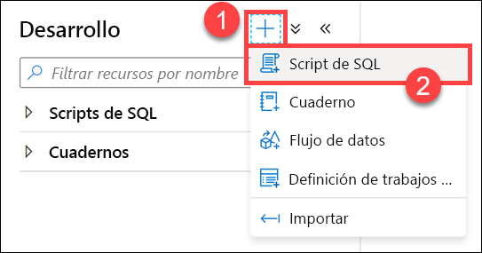 El elemento de menú contextual del script de SQL está resaltado.