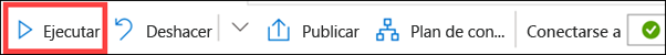 El botón Ejecutar está resaltado en la barra de herramientas de consulta.