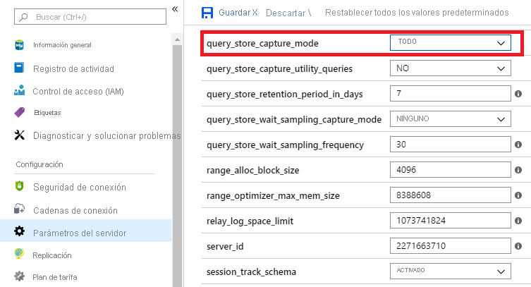 Image showing Query Store capture mode