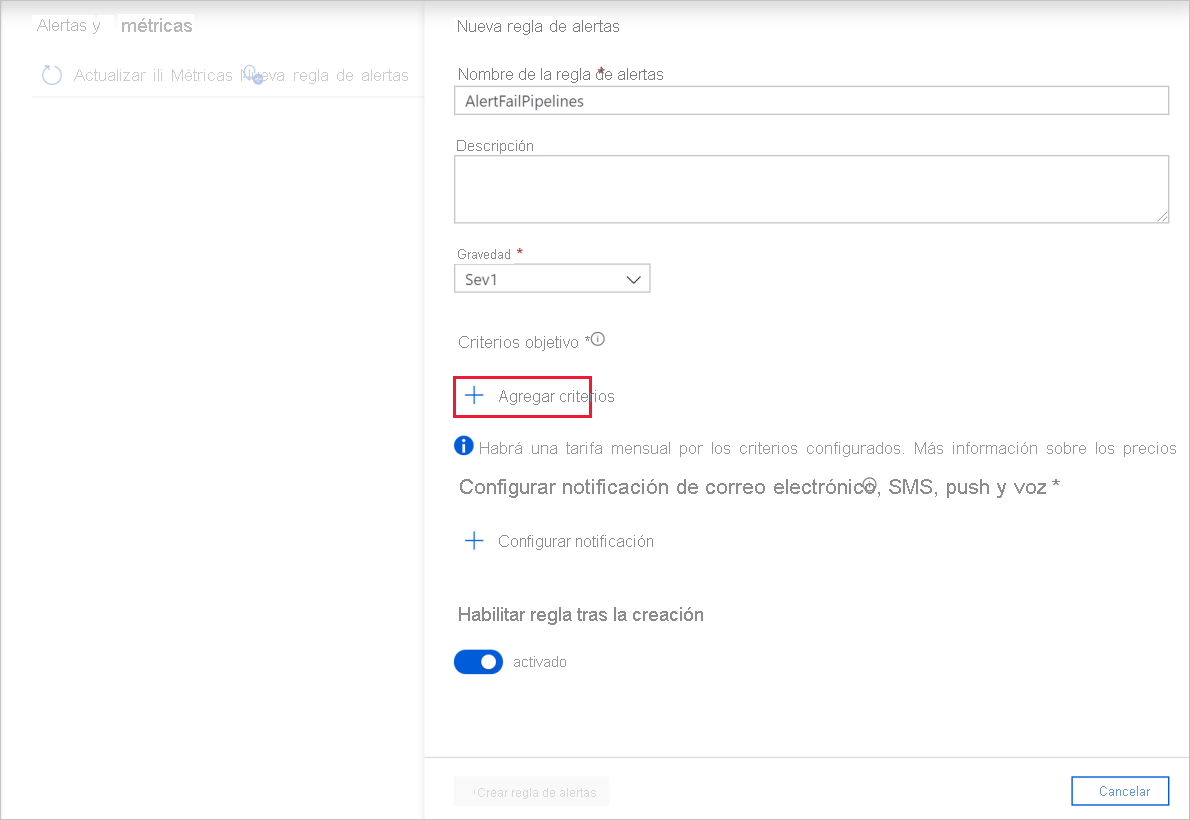 Box for target criteria